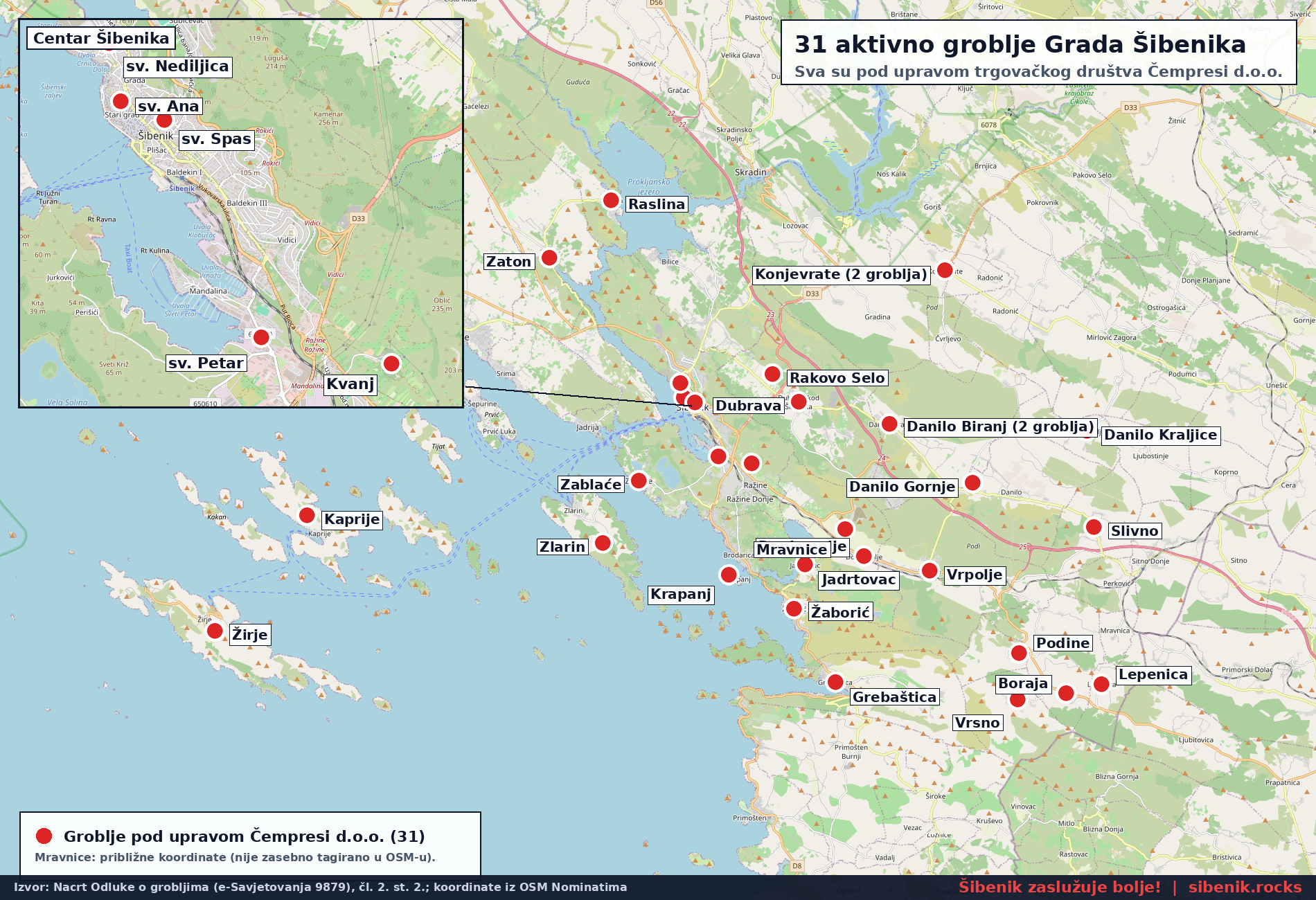 Karta 31 aktivnog groblja Grada Šibenika