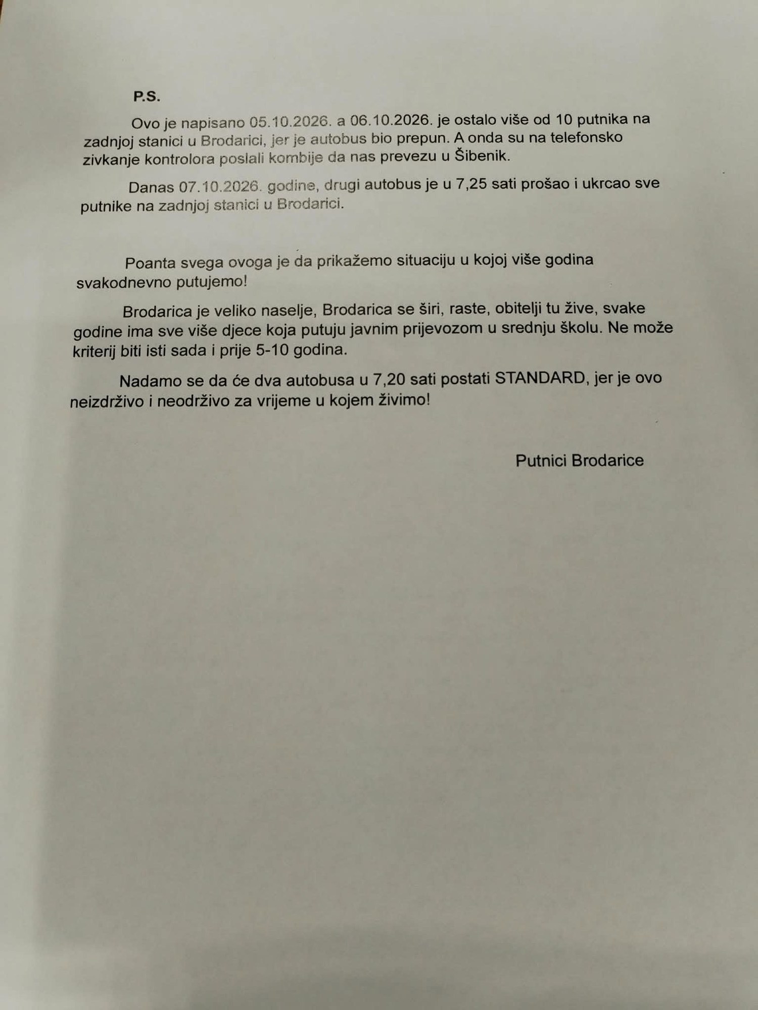 Druga stranica otvorenog pisma s dodatkom od 6. i 7. listopada 2026.